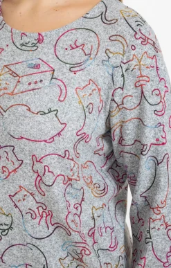 Tee-shirt maille chaude imprimé chats
