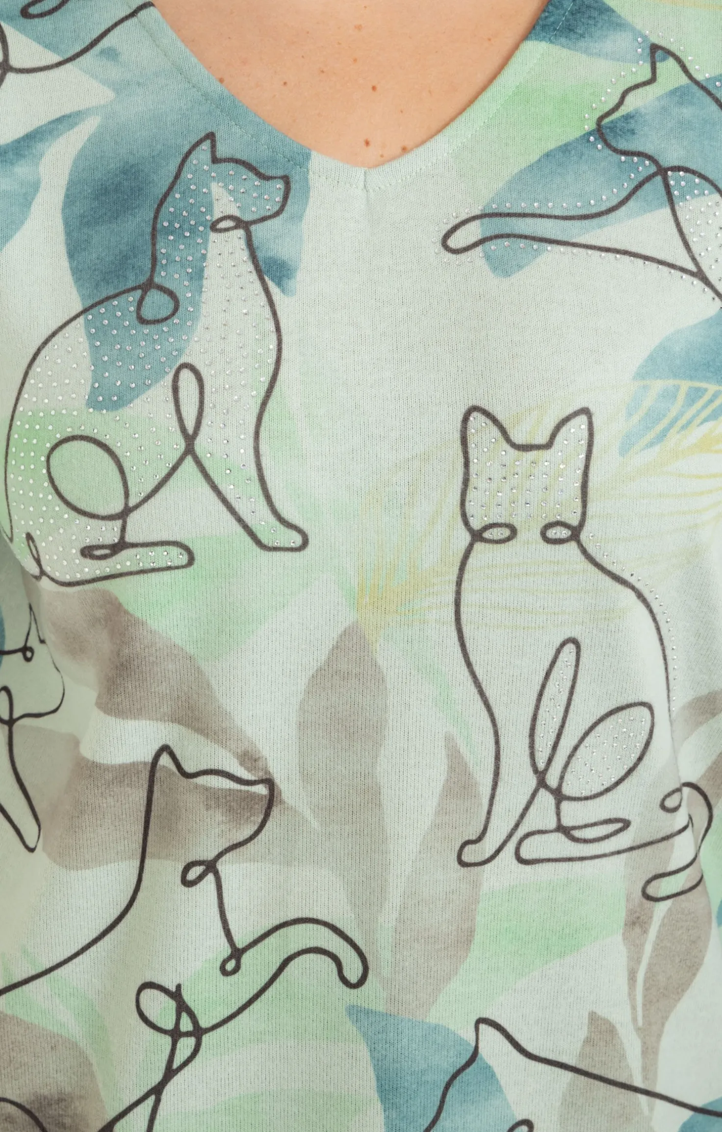 Tee-shirt maille chaude imprimé chats