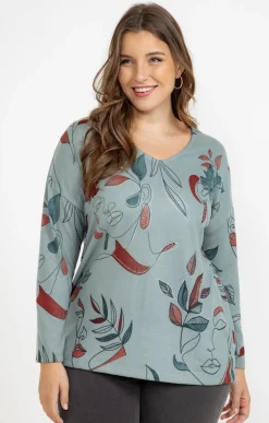 Tee-shirt maille chaude imprimé visages