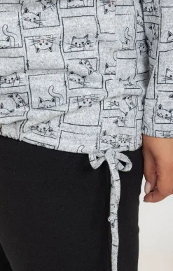 Tee-shirt maille chaude imprimé chats