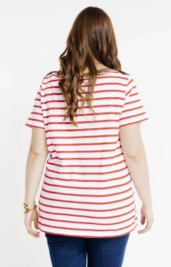 Tee-shirt marinière col bateau contrasté