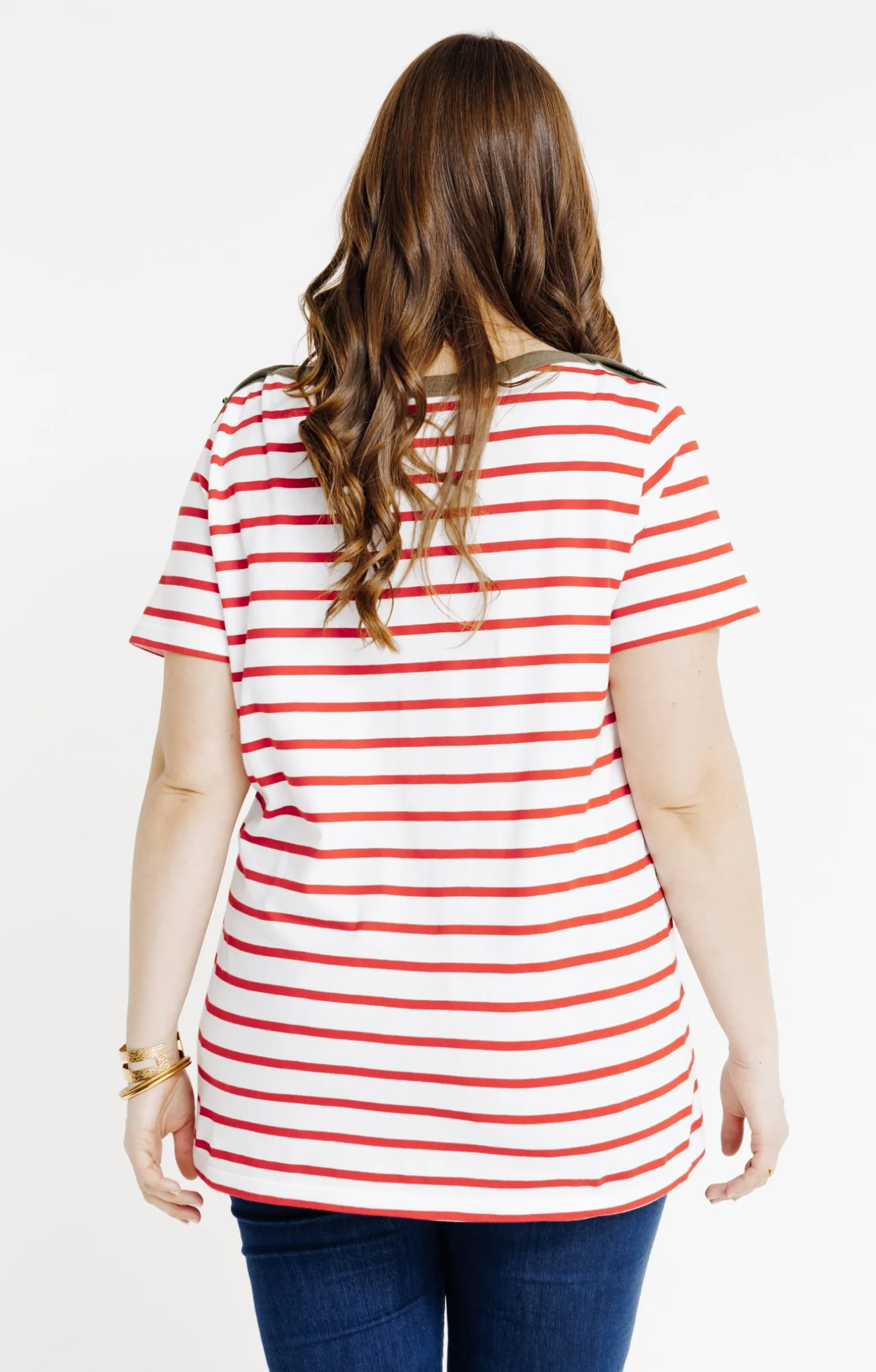 Tee-shirt marinière col bateau contrasté