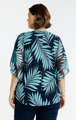 Tee-shirt poncho imprimé avec collier