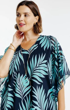 Tee-shirt poncho imprimé avec collier