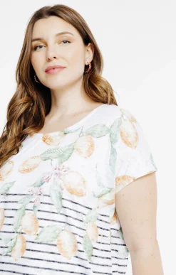 Tee-shirt rayé avec motifs citrons