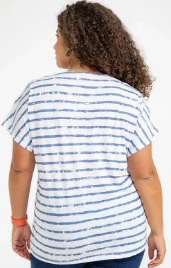 Tee-shirt rayé imprimé fleurs