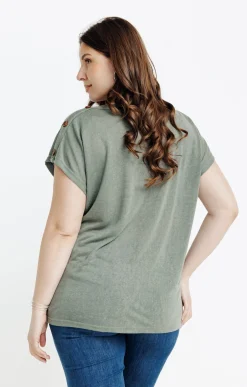 Tee-shirt uni col bateau croisé