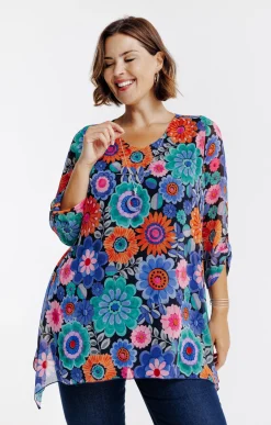 Tunique imprimé fleuri avec collier