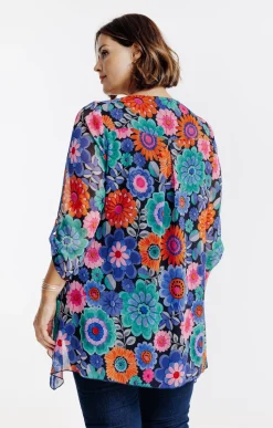 Tunique imprimé fleuri avec collier