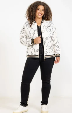 Veste bomber imprimée visages