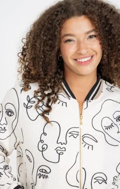 Veste bomber imprimée visages
