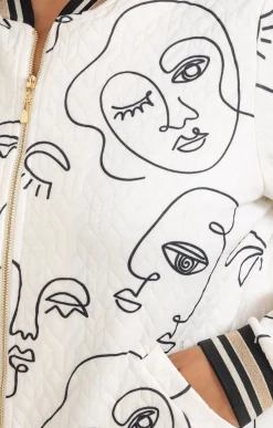 Veste bomber imprimée visages